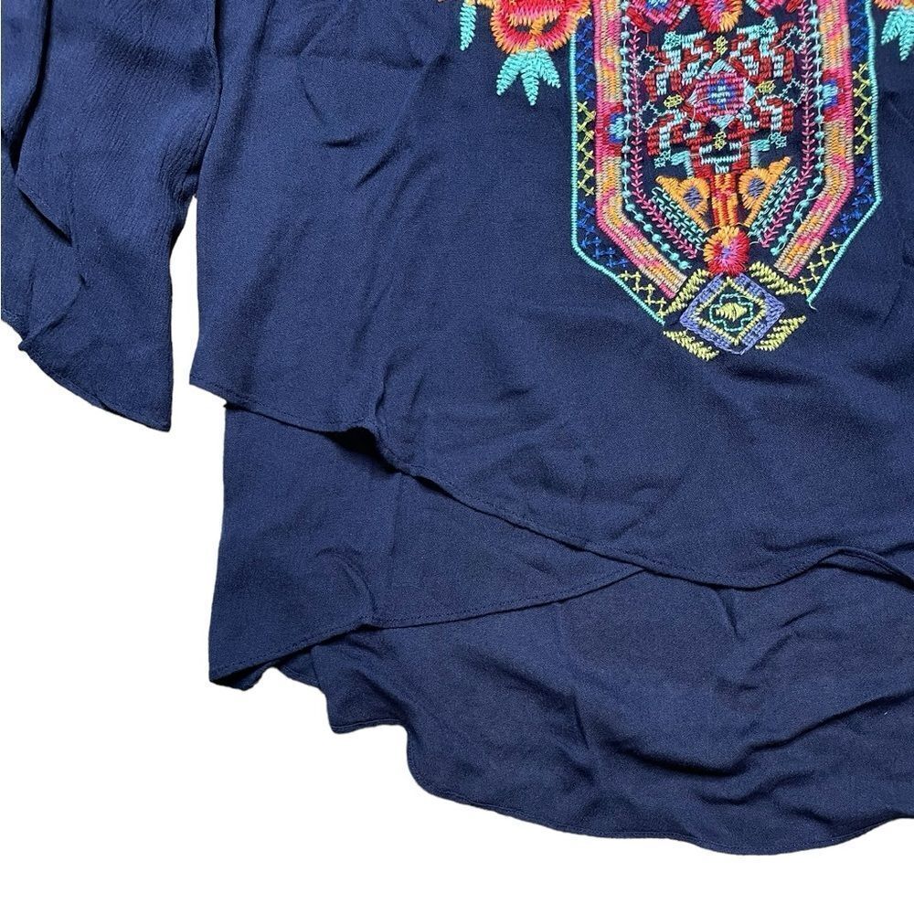 Calessa Embroidered Blouse Blue Size Medium - image 7